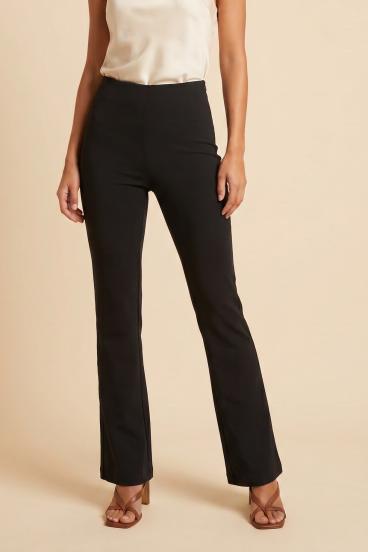 Long bell-bottom pants with high waist, black