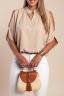Elegant Loose Blouse with "V" Neckline, Beige