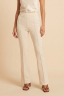 Long bell-bottom pants with high waist, cream
