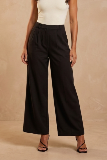 Long wide-leg pants, black