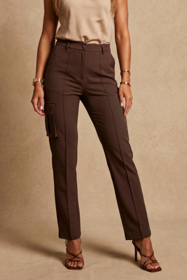 Cargo pants with pockets, brown