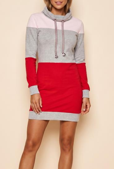 Multicolored Cotton Mini Dress, Gray