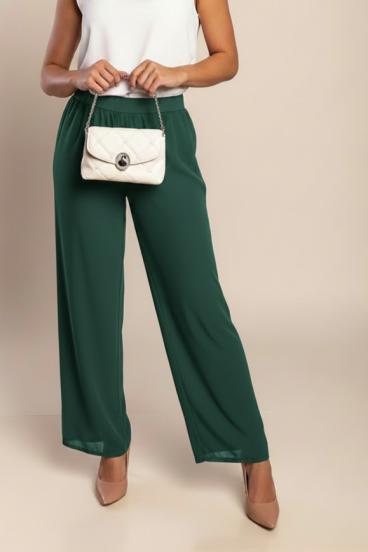 Elegant pants with elastic waistband, green