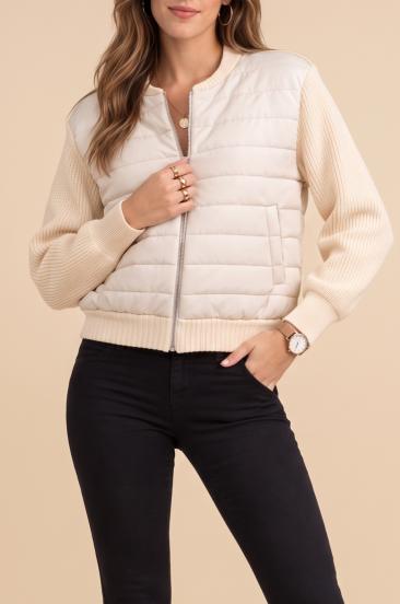 Knitted zip-up cardigan, white