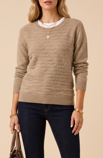 Women's Crew Neck Sweater, Khaki