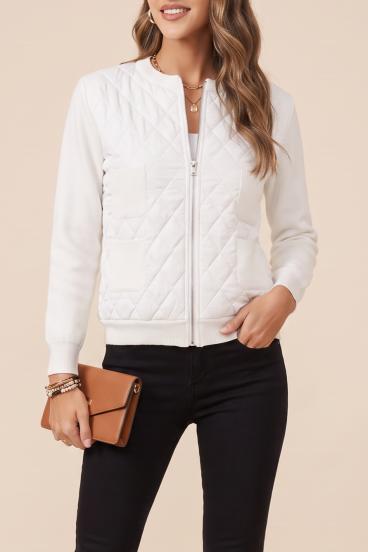 Knitted zip-up cardigan, white