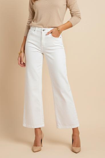 Wide Cotton Pants, White