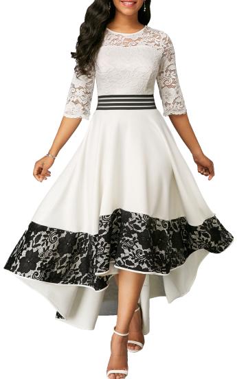 Elegant dress with lace Bianca, white