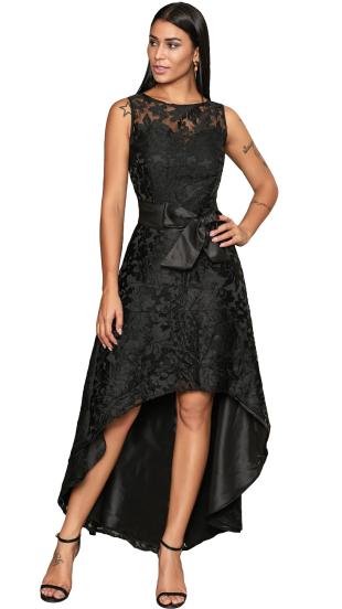 Elegant sleeveless mini dress with beautiful Suzan lace, black